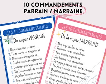 10 commandements Super Marraine, à télécharger et à imprimer, à offrir à la future marraine