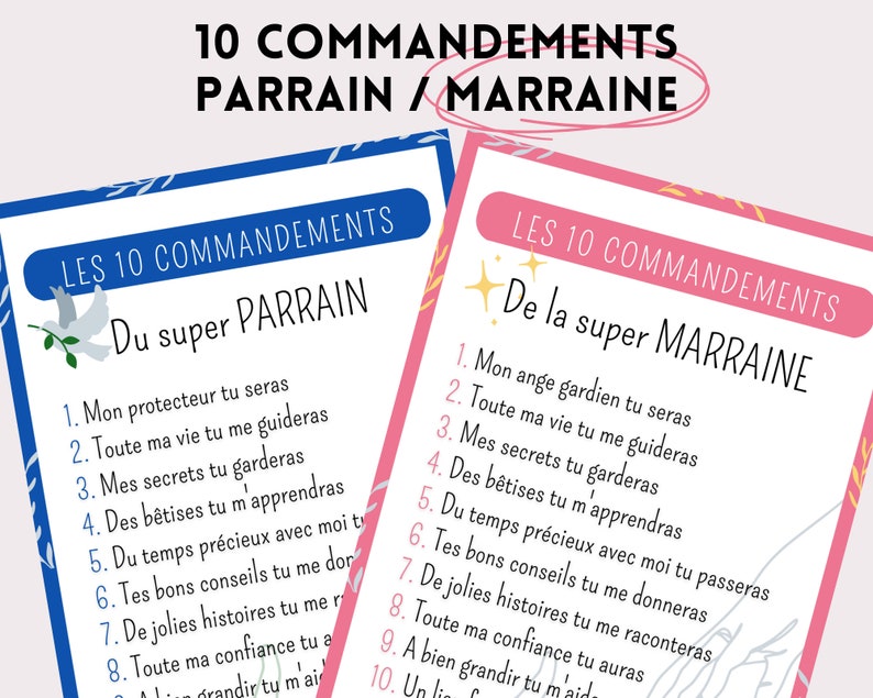 10 Super Godmother commandments, to download and print, to offer to the future godmother image 1