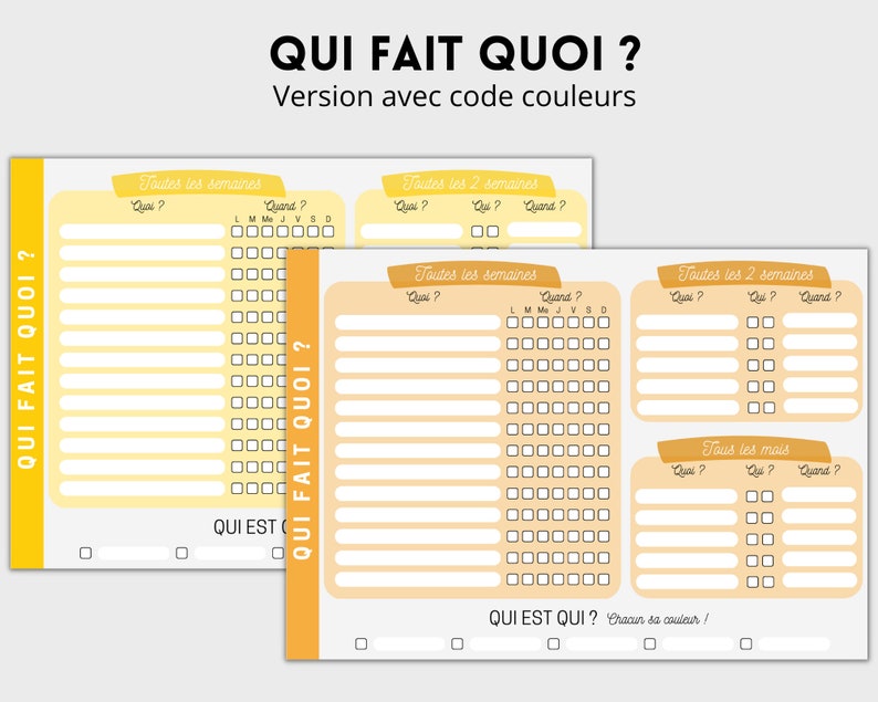 Planning des tâches ménagères, PDF à télécharger et imprimer Organisez et répartissez les tâches entre les membres de la famille, 8 couleurs image 5