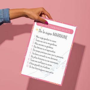 10 commandements Super Marraine, à télécharger et à imprimer, à offrir à la future marraine