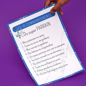 10 commandements Super Parrain, à télécharger et à imprimer, à offrir au futur parrain !