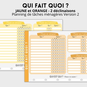Household Chores Schedule, PDF to download and print Organize and distribute tasks between family members, yellow