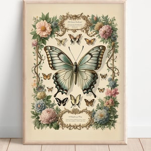 Vintage Butterfly Print – Botanical Wall Art – Digital Download – Nature Illustration – Antique Butterfly Decor - 045