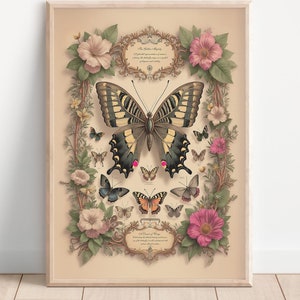Vintage Butterfly Print – Botanical Wall Art – Digital Download – Nature Illustration – Antique Butterfly Decor - 051