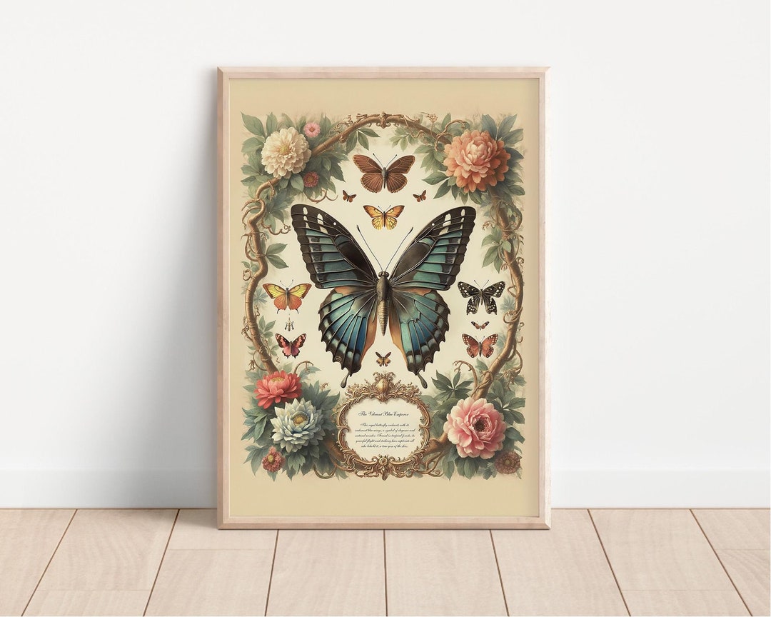 Vintage Butterfly Print – Botanical Wall Art – Digital Download ...