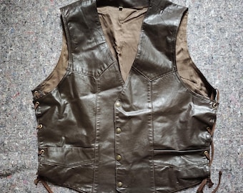 Vintage leren vest in westerse stijl