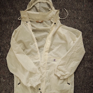 K-Way Vintage Imperméable Doublé Années 90 - Taille L Blanc Crème - Homme