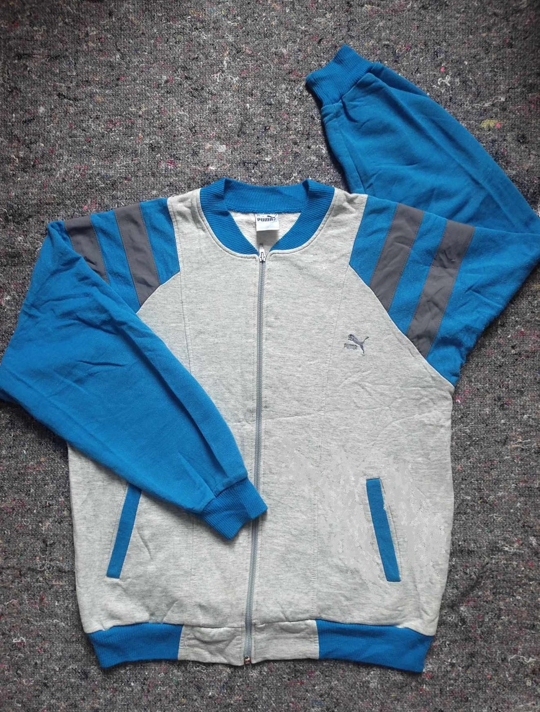 VINTAGE PUMA TRACK JACKET FULL ZIP BLACK WHITE LOGO