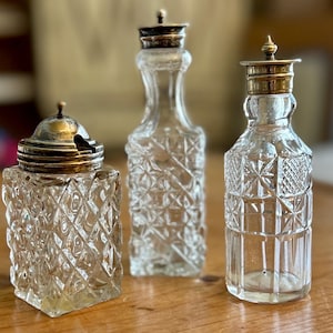 Vintage Glass & Silver Cruet Set