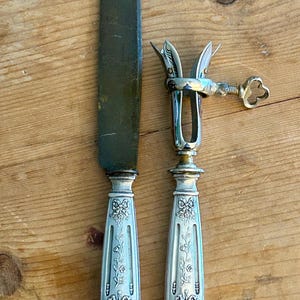 Antique French Carving Knife and Bone Holder