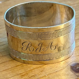 Pretty Sterling Silver Napkin Ring Monogrammed (RJA)