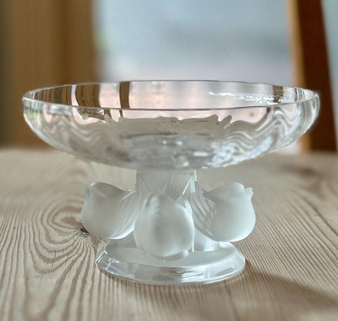 LALIQUE　ノジャン　コンポート Lalique NOGENT Compote Bowl/sculpture - Etsy