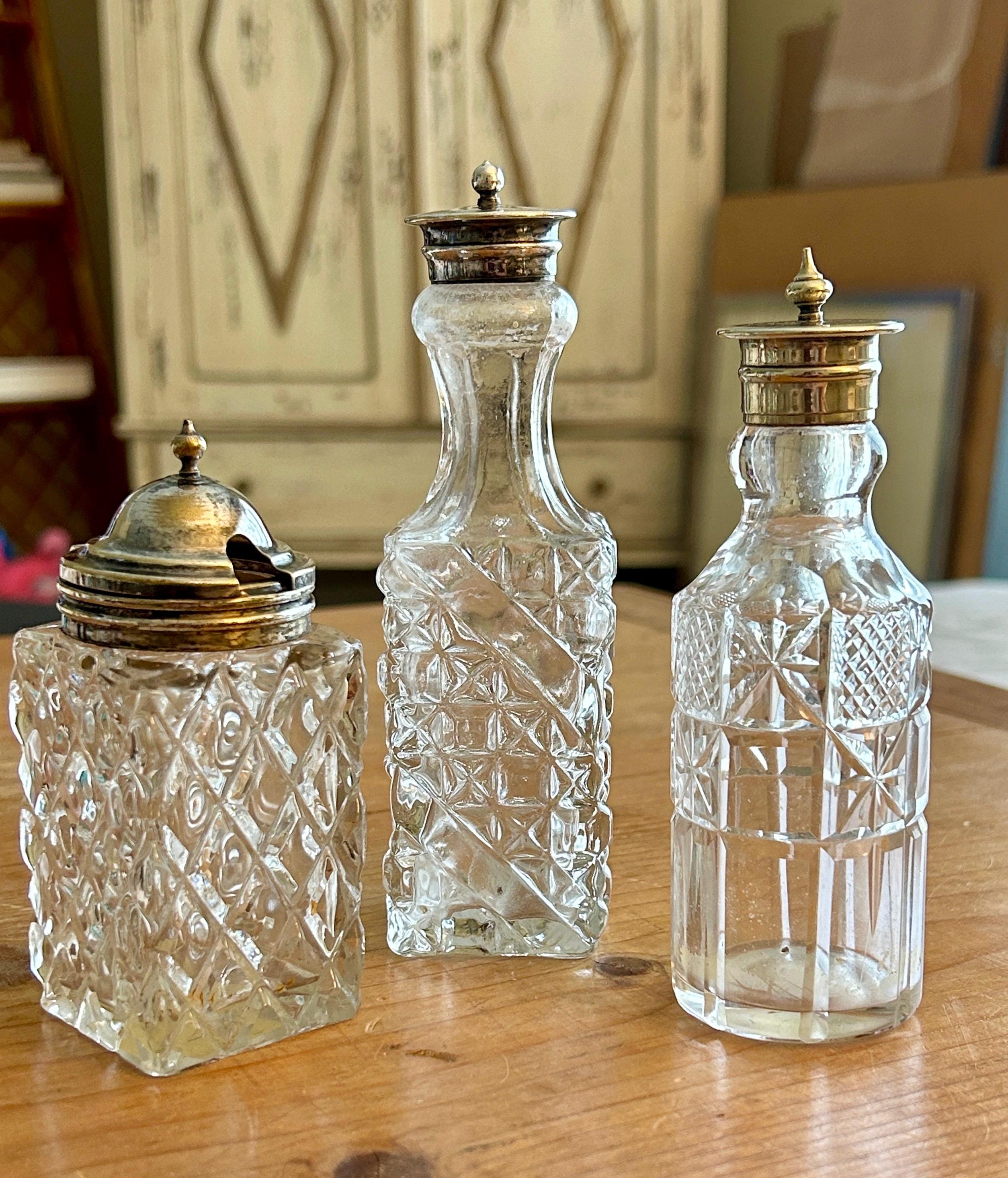 ヴィンテージガラス＆シルバー調味料入れセット - Etsy 日本