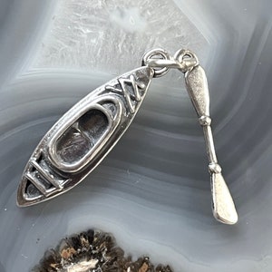 Canoe with Paddle Boat Charm Water Sports Sterling Silver Canoe with Paddle Boat Charm Water Sports Sterling Silver