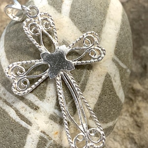 Vintage sterling cross, Silver Cross pendant,Sterling Decorative Cross, Sterling Cross Pendant,  Sterling Filagree Cross, Christian Jewelry