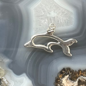Sterling Dolphin charm, Sterling Beach charms, Dolphin Outline charm, Silver Ocean jewelry, Sterling Dolphin Jewelry, Dolphin Necklace