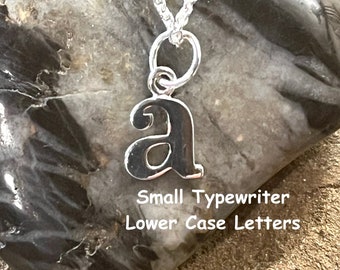 Sterling Initial Necklace, Silver Letter necklace, Typewriter initial charm, Sterling Alphabet charm, Silver Alphabet letters