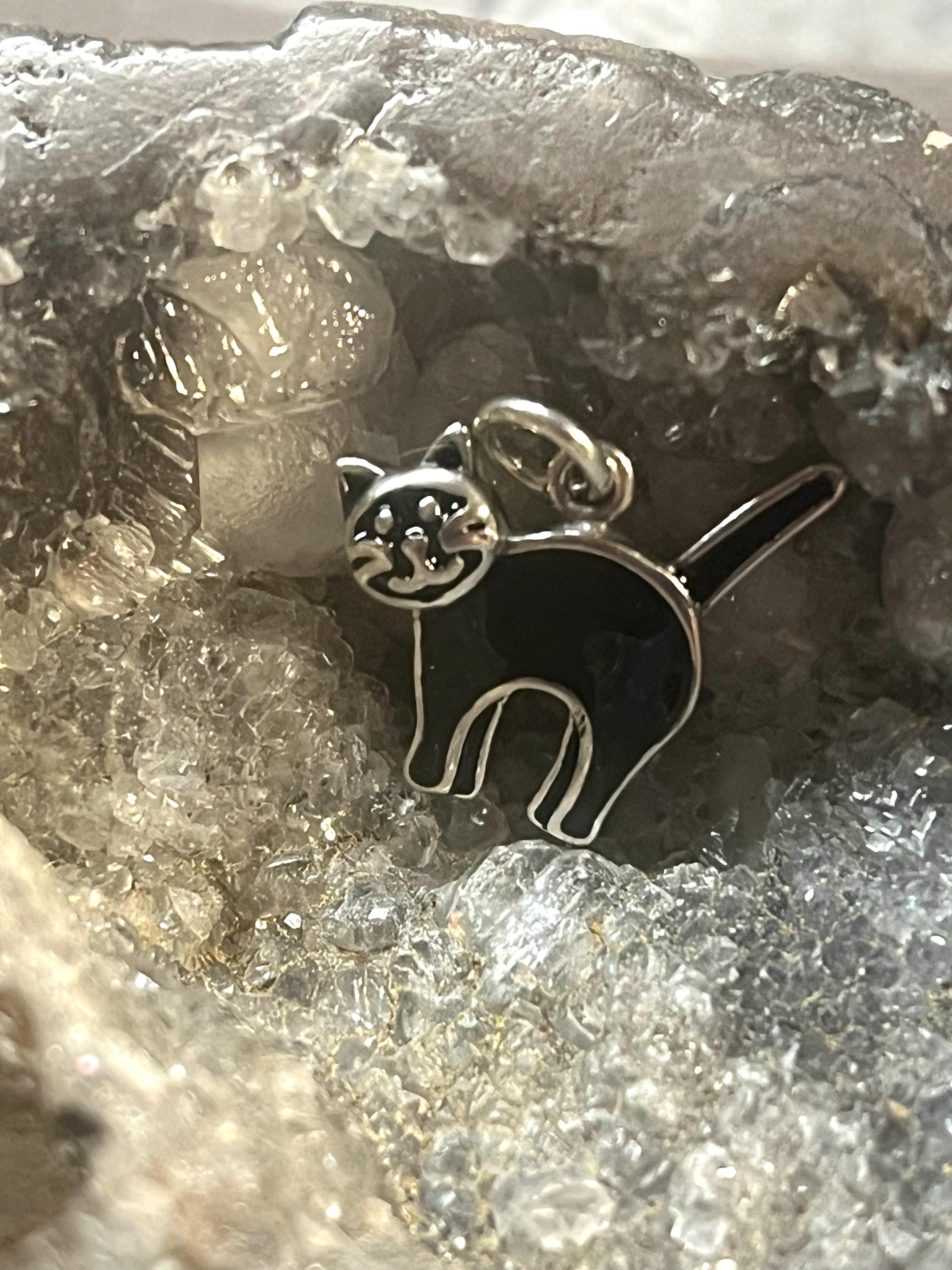 【あす楽対応】 Sterling Silver Black Cat Charm, Sterling Halloween Charms シルバー