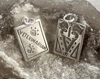 Sterling Veterinarian charm, Veterinarian jewelry, Silver Vet charm, Sterling Animal Charm, Veterinarian gifts, Dog Vet, Animal Jewelry