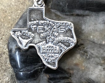 Texas Charm, Sterling Silver Texas Charm, Silver Texas Pendant, Texas State Charm,  Sterling Silver charms, Longhorn Charm