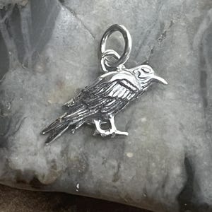 Sterling Raven Charm, Silver Raven Pendant, Bird Charm, Sterling Halloween Charm, Blackbird Charm, Halloween Jewelry,SMALL Raven Charm