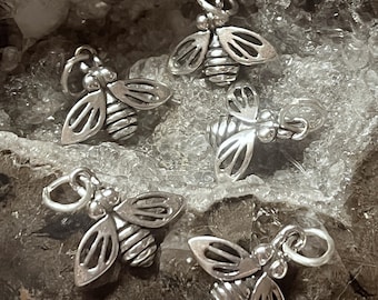Sterling Honey Bee charm, Sterling Bumble Bee charm, Silver Bee charm, Sterling Insect charm, Insect Jewelry, Sterling Gardening charm