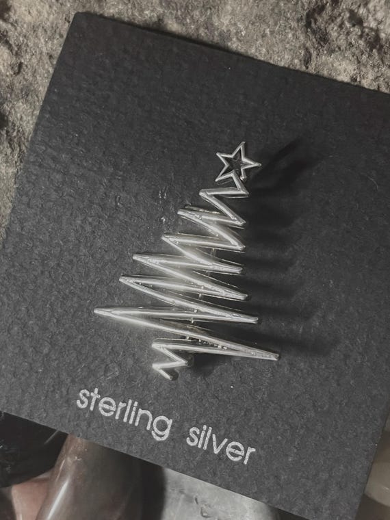 Vintage Christmas Tree Brooch,Sterling Modern Christmas tree,Silver Christmas Tree Pin,Sterling Christmas tree Jewelry,Silver Christmas gift