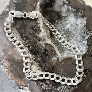 Sterling Silver Charm Bracelet,Sterling SMALL link Bracelet,Curb Link Bracelet,Sterling link bracelet,Sterling Bracelet,Sterling Double Link
