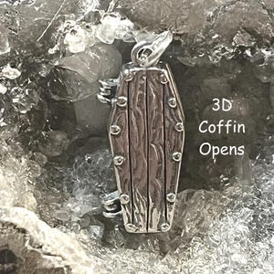 Sterling Coffin Charm, Casket Charm,Sterling Halloween Charm, Funeral Charm, Silver Vampire Charm, Hinged Coffin Charm, Halloween Jewelry,