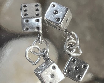 Sterling Dice charm, Silver Poker Charm, Sterling Gambling Charm, Las Vegas Charm, Casino Charm, Sterling Craps charm, Silver Roll the dice