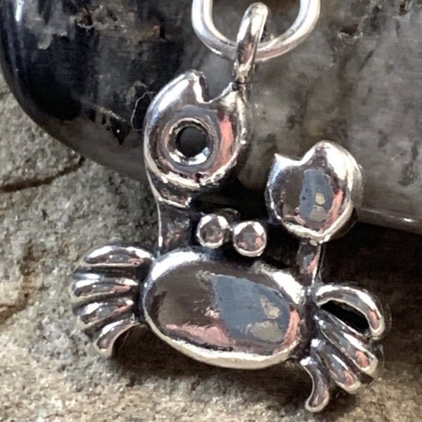 Sterling Crab Charm, Silver Crab Necklace, Sterling Beach Charms, Beach Jewelry, Silver Crab Charm ,Cancer Zodiac Crab Charm