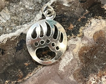 Sterling Bear Claw charm, Silver Bear Paw print charm, Silver Bear Jewelry, Silver Bear Claw charm
