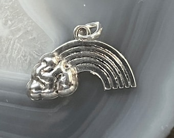 Sterling Silver Rainbow Charm, Rainbow with Cloud Charm, Silver Rainbow jewelry, Sterling Rainbow pendant, Sterling 3D Rainbow Charm