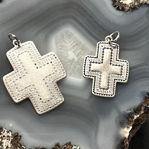 Sterling Southwest Cross pendant,Sterling Hammered Cross,Silver Western cross pendant, Santa Fe Style Cross, Southwest Cross Earrings