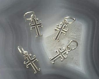 Sterling TINY Cross Pendant,Sterling Cross charms,Silver Cross charm,Itty Bitty Cross,Silver Cross Jewelry,Cross earring charms,Faith charms