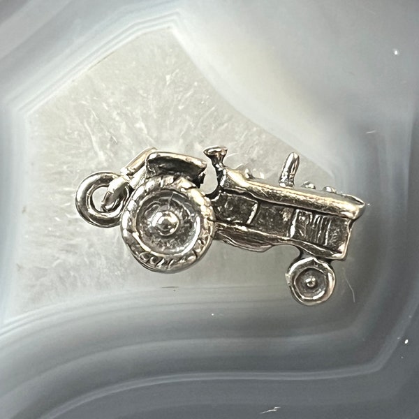 Sterling Silver Tractor charm, 3D sterling tractor charm, Sterling Farm Tractor, Silver Farm Charm, Silver Tractor Charm