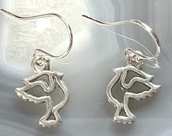 Sterling Dove Earrings  Silver Dove Outline charm, Sterling  Bird Charm, Peace  Love Charm, Sterling Silver Dove pendant,Wedding Charm