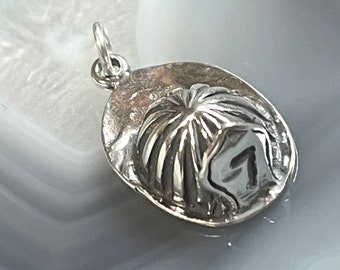 Sterling Fireman Helmet Charm, Sterling Firefighter hat, 3D Firefighter&#39;s hat charm, Fireman Jewelry, Fireman helmet pendant