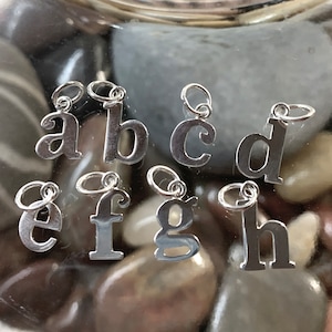 Sterling Initials,Typewriter initial charm, Sterling Alphabet charm, Silver Alphabet letters,Lower Case Initials