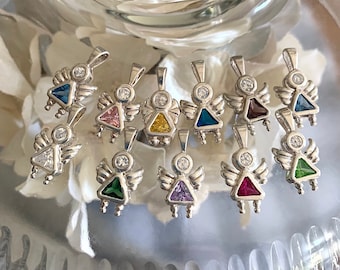 Sterling Birthstone charms, Angel charms, Birthstone Charms, Birthstone Jewelry, Sterling Silver birthstone angels, Birthstone Angel pendant