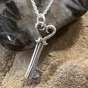 Sterling Heart Key Charm, Key Necklace, Silver Key to My Heart  Charm, Key Heart charm, Sterling Key Charm, Key Pendant,Sterling Key Jewelry