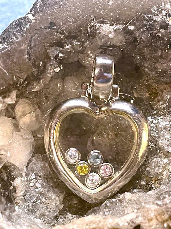 Pink Floating Heart Slide Necklace in Cubic Zirconia Sterling Silver Pink Floating Heart Slide Necklace in Cubic Zirconia Sterling Silver