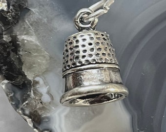 Sterling Thimble Charm, Silver Sewing Charm, Seamstress Charm, 3D thimble charm, Sterling Sewing jewelry,Thimble charm