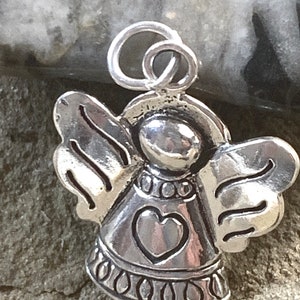 Sterling Angel pendant, Sterling Angel charm, Christmas angel charm, Decorative angel charm, child Angel charm,Angel with heart pendant