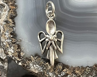 Sterling small Angel charm, Spoon angel charm, Sterling Angel jewelry, Christmas Angel charm, Sterling Christian charms, Christian Jewelry