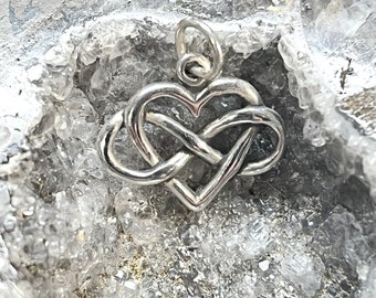 Sterling Silver Infinity heart, Infinity jewelry, Sterling heart charm, Sterling Heart Jewelry, Valentine Jewelry, Sterling Wedding Charm,