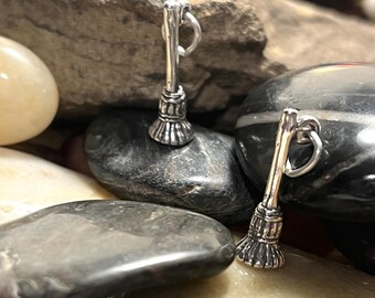 Sterling Broomstick Charm,Sterling Broom Charm,Sterling Witch's broom ,Sterling Halloween Charm,Silver broomstick