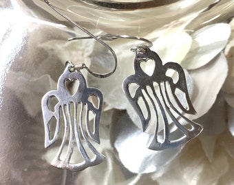 Vintage Sterling Angel earrings, Christmas Angel earrings, Sterling Angel Charm, Angel Jewelry, Cut out angel earrings Expired