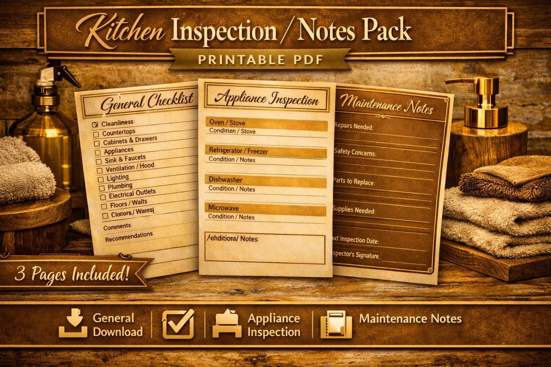 Kitchen Inspection / Notes Page Printable | Luxury Cleaning Form PDF ...