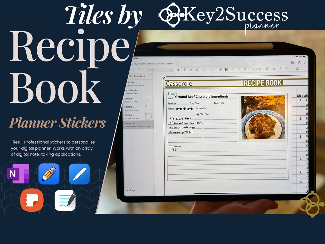 Digital Recipe Book Sticker for Digital Planners - Etsy